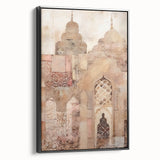 Framed abstract architecture wall art in a sleek black frame showcases geometric patterns and modern design elements, enhancing contemporary decor aesthetics.