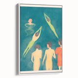 Expressionist Swimming Scene – Serene Boys Bathing Canvas Wall Art