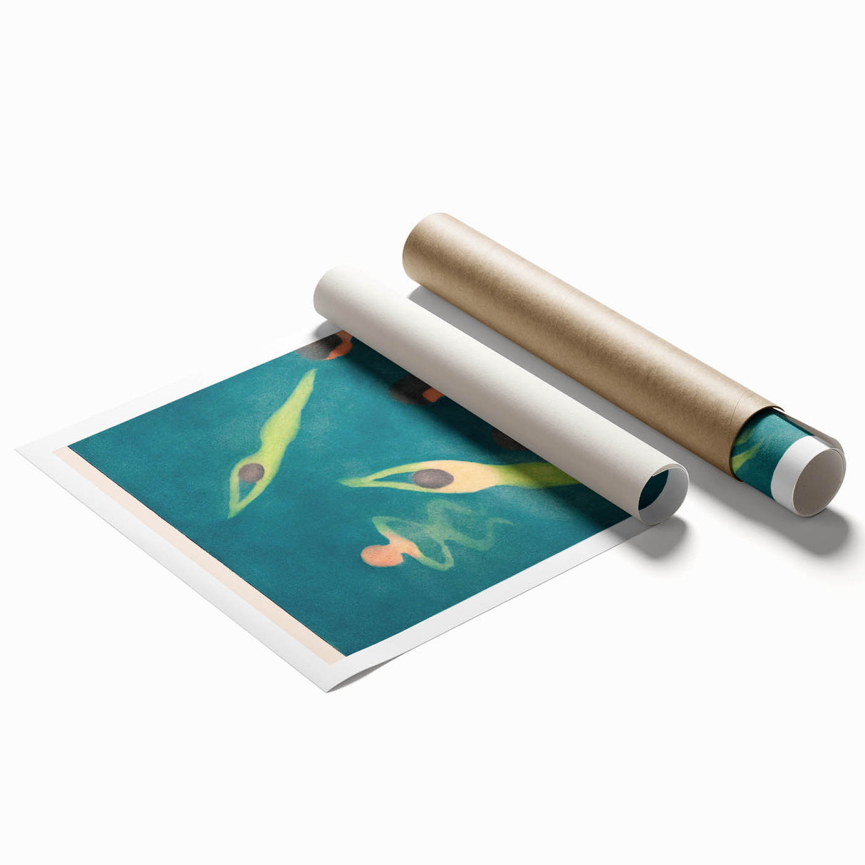 Expressionist Swimming Scene – Serene Boys Bathing Canvas Wall Art