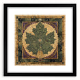 Framed wall art featuring an intricate design of flowers and botanical leaves, showcasing vibrant colors and a sleek black frame, ideal for modern home decor.