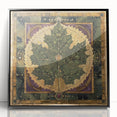 Framed acrylic wall art featuring a vibrant floral and botanical design with green leaves on a black background, ideal for modern home decor.
