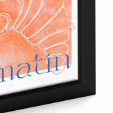 Close-up of extra large framed canvas featuring colorful, textured food and drink motifs on a black background.