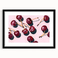 Extra large framed abstract art print featuring a textured depiction of colorful fruits, ideal for living room decor.