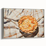 Framed canvas featuring a vintage poster of colorful pastries, set against a black background, ideal for kitchen decor.