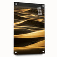Acrylic glass artwork showcasing a stunning side view of abstract dunes in vibrant colors, elegantly pinned for display, perfect for modern home decor.