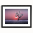 Framed landscape artwork showcasing vibrant fields with a black mat and frame, ideal for home decor, adding a touch of nature-inspired elegance to interiors.