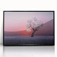 Framed acrylic artwork showcasing a vibrant landscape of rolling fields, presented in a sleek black frame, ideal for modern home decor.