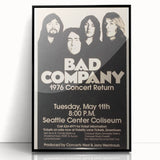 Bad Company 1976 Concert Poster – Retro Black & White Wall Art