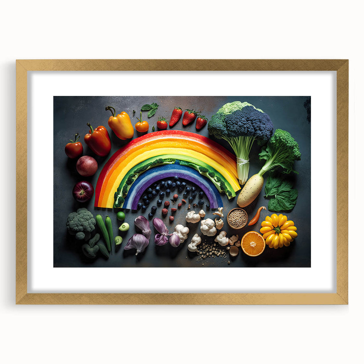 Colorful Rainbow Food Art – Vibrant Kitchen Still Life Print