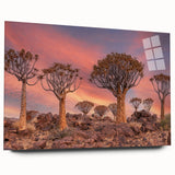 Large abstract wall art of Namibian scenery in earthy tones on acrylic glass, ideal for bedroom or dining room decor.
