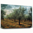 Large abstract wall art of European scenery on acrylic glass, with vibrant color palette.