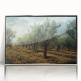Large art print of an Albanian landscape in muted earth tones on a framed acrylic, ideal for modern art wall decor.
