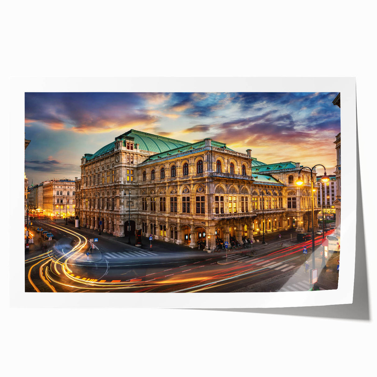 Extra large rolled print of a vibrant Austrian landscape with vivid floral foreground, ideal for dining room wall art.