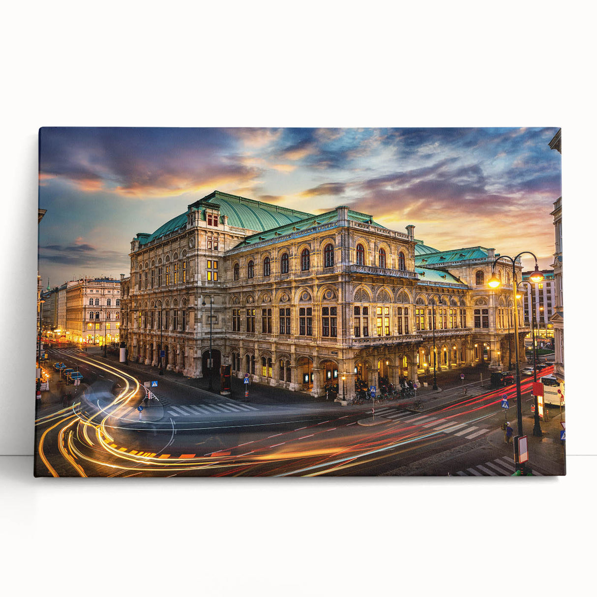 Black and white stretched canvas of a European village scene, ideal for kitchen wall art.