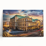 Black and white stretched canvas of a European village scene, ideal for kitchen wall art.