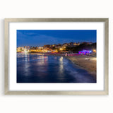 Extra large abstract art print of a textured European scenery in silver frame, ideal for living room decor.