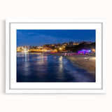 Textured abstract art print depicting a European scenery in muted earth tones, framed with a white mat.