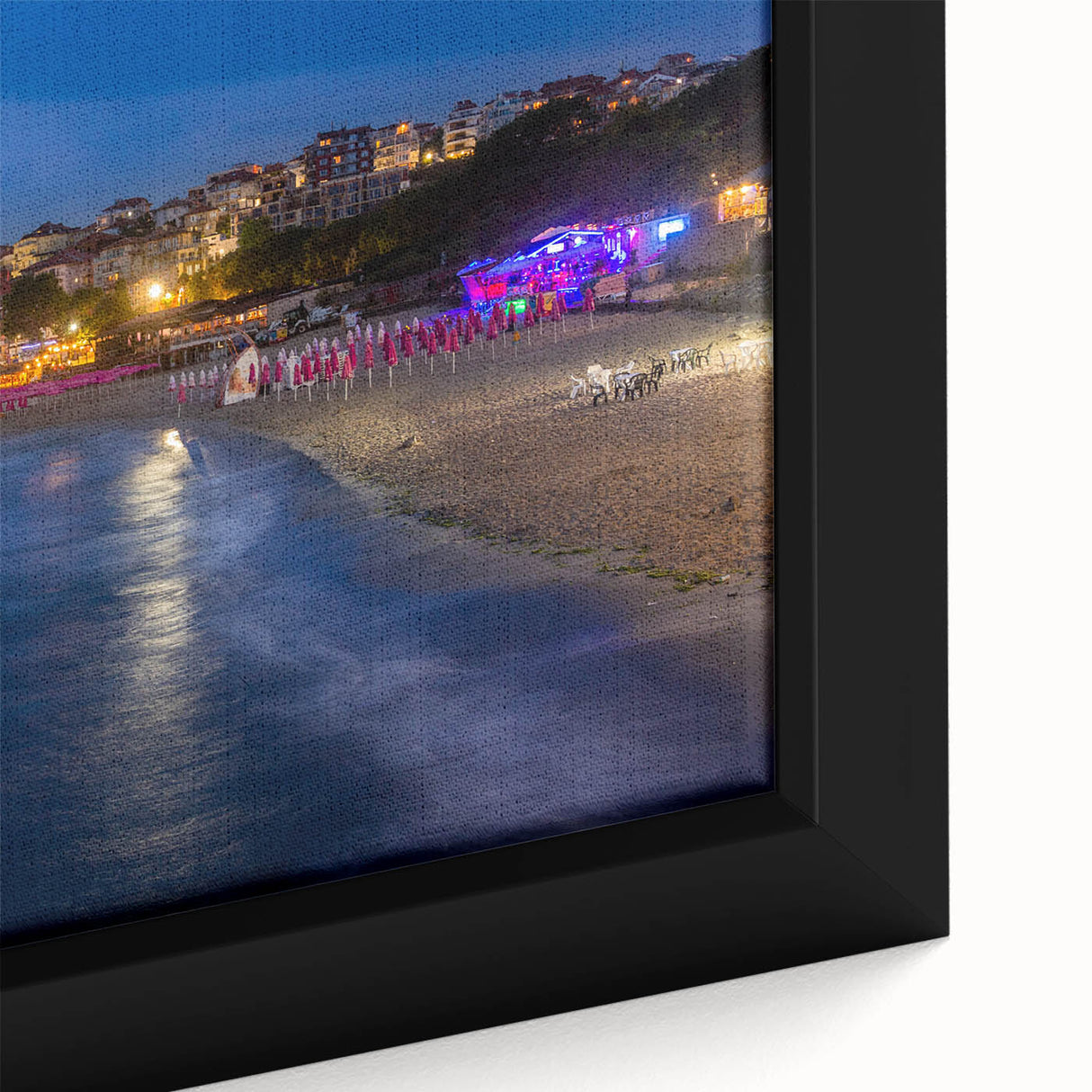 Extra large framed canvas featuring a textured depiction of a Bulgarian landscape in vibrant, colorful art tones.