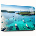 Acrylic print of a Croatian landscape in muted earth tones, ideal for dining room decor.