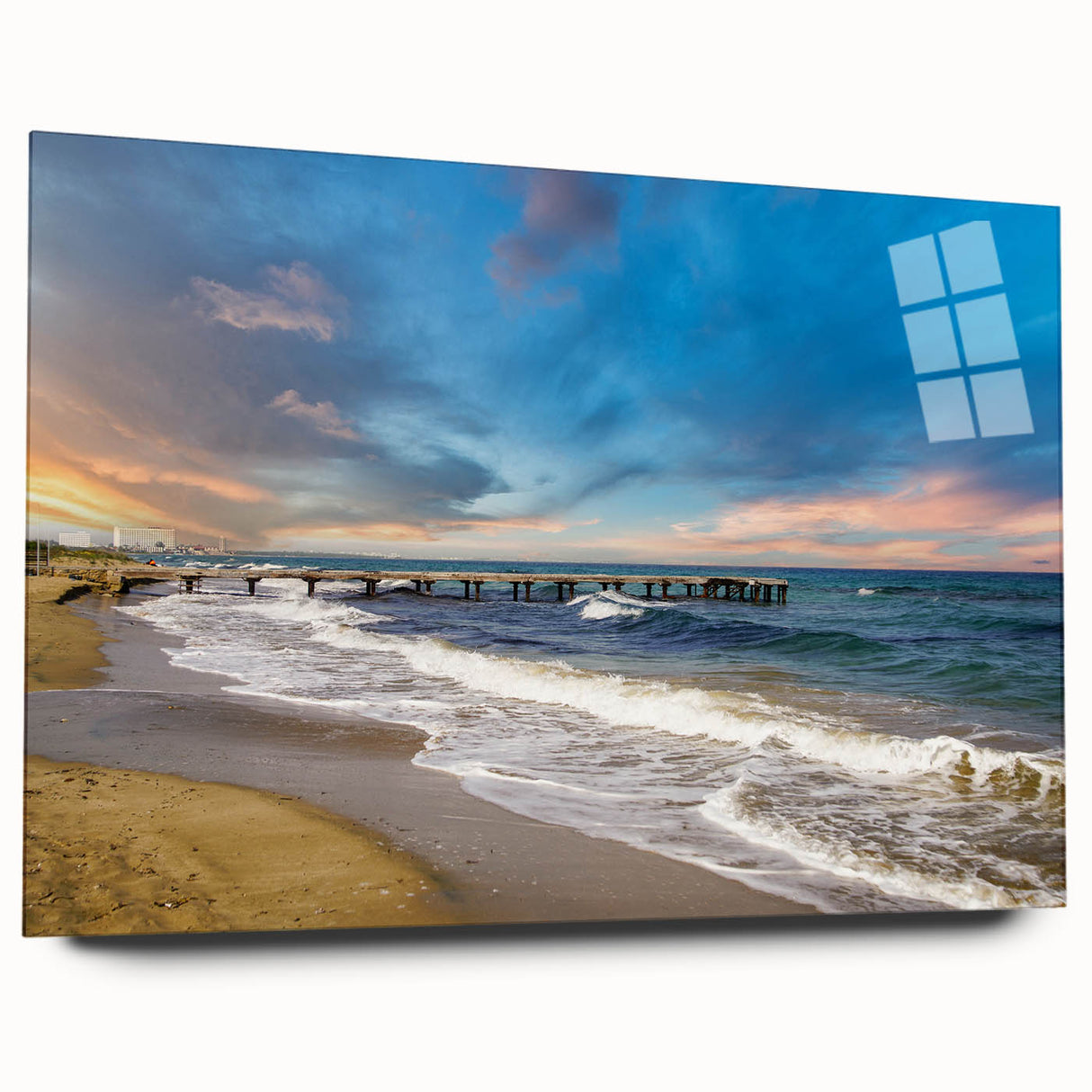 Large abstract wall art of a European Cyprus landscape in muted earth tones, acrylic print.