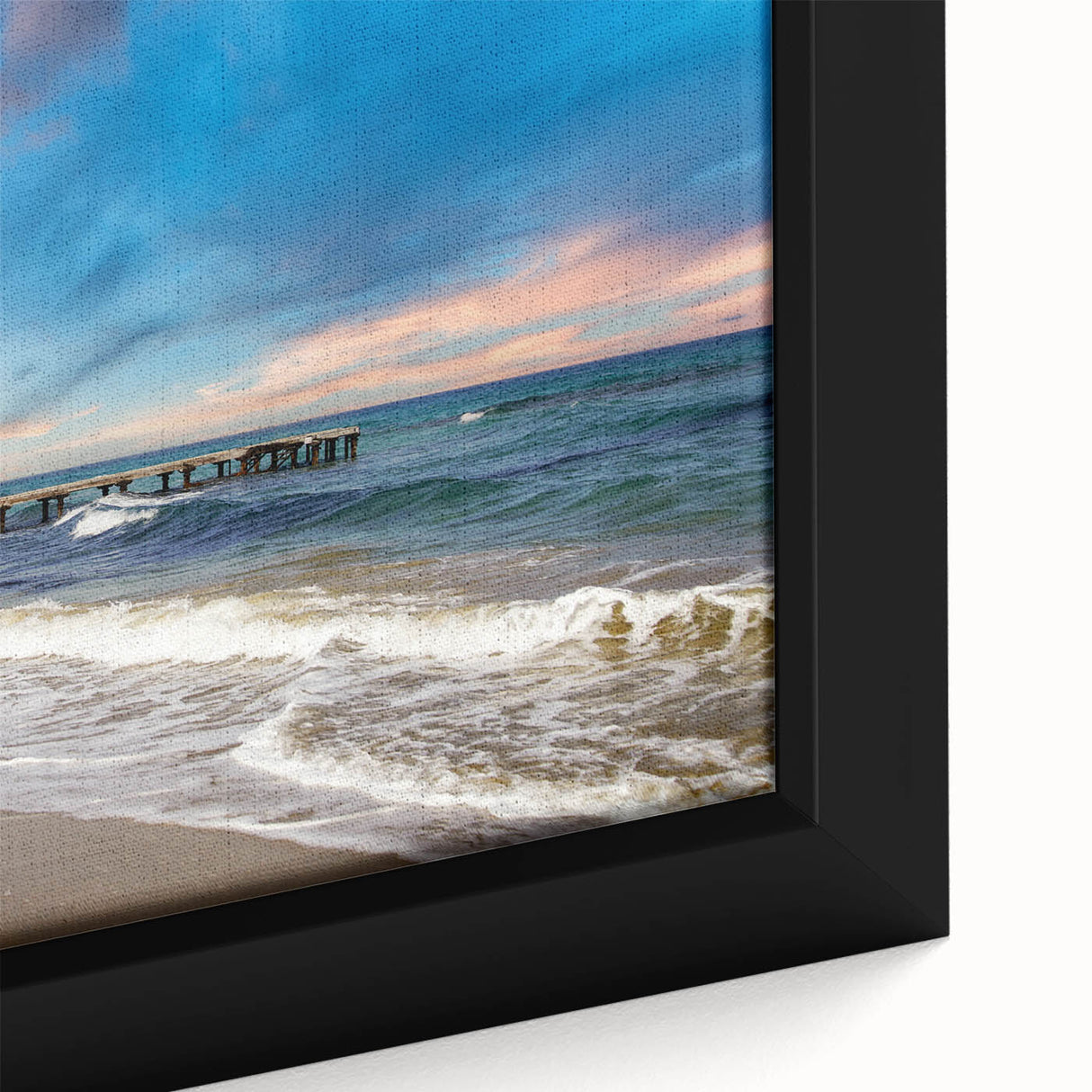 Extra large framed canvas featuring a textured black wall art scene of Cyprus with colorful, abstract elements.