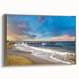 Framed canvas featuring a vintage-style landscape painting of Cyprus, with muted earth tones, ideal for bedroom wall art.