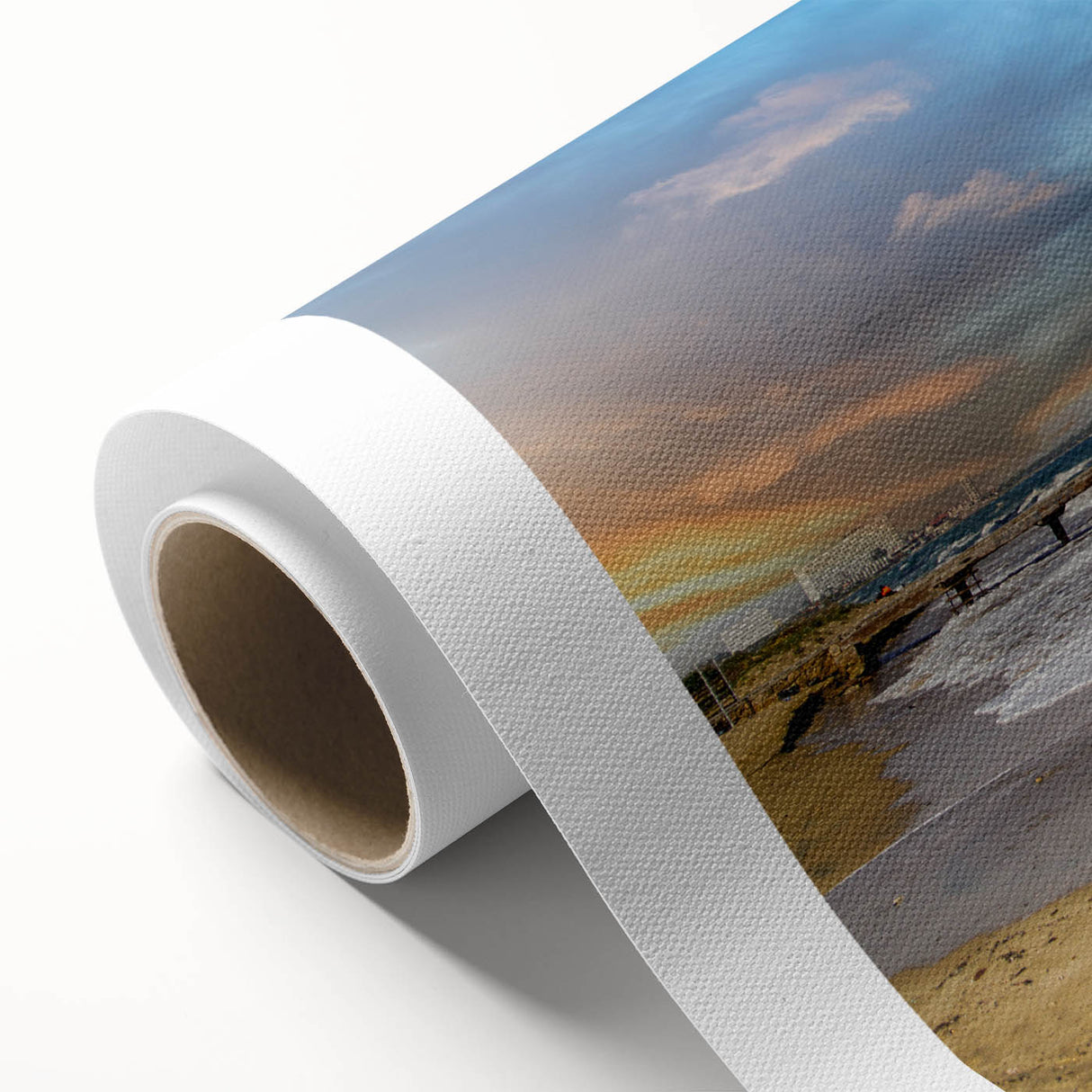 Art Deco style poster of a European Cyprus landscape in soft pastel colors on rolled canvas, ideal for nursery wall art.