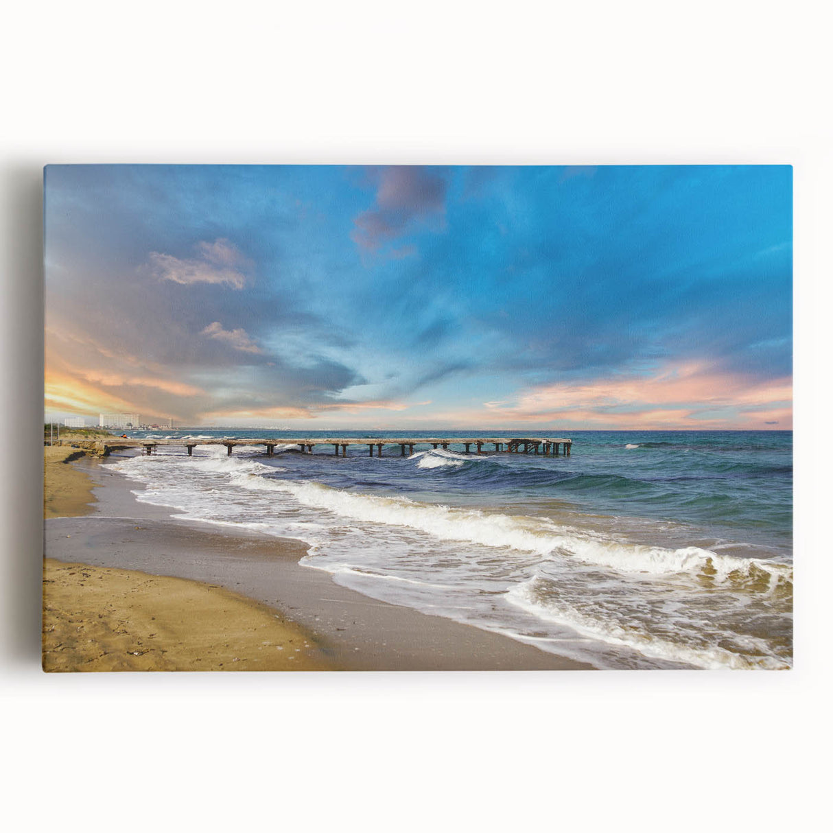 Black and white photograph of a scenic European Cyprus landscape on a large stretched canvas, ideal for kitchen wall art.