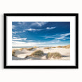 Extra large abstract art print of a colorful, textured European scenery on a black framed canvas.
