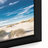 Black wall art featuring a textured depiction of a European cityscape in colorful hues, framed on large canvas.