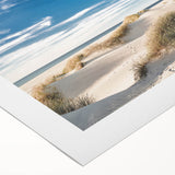 Art deco poster of a serene Danish landscape in soft pastel colors, printed on rolled canvas, suitable for dining room decor.