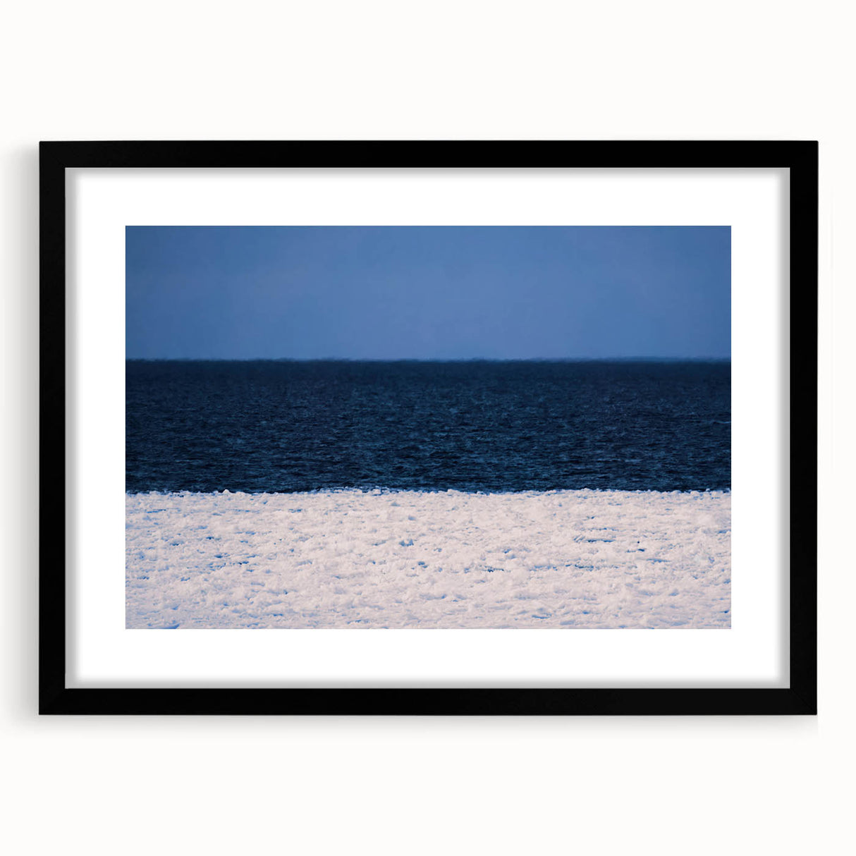 Extra large, abstract art print featuring colorful, textured depiction of a European scenery on a black framed canvas.
