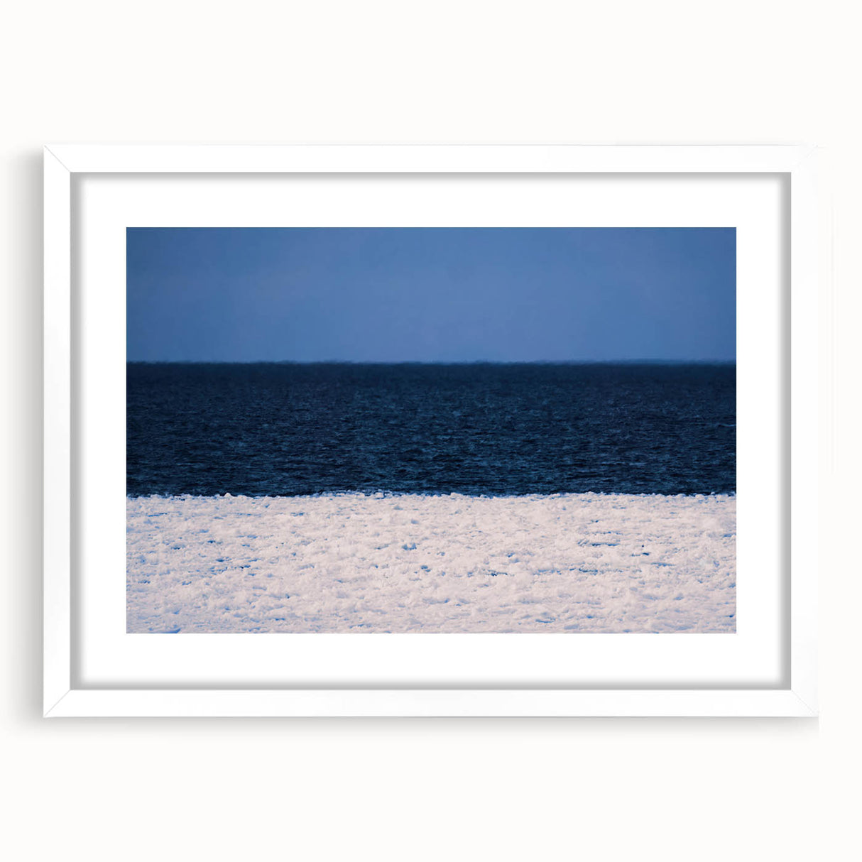 Textured art print of an abstract European landscape in subdued earth tones, framed with a white mat.