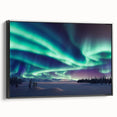 Black and white landscape art painting of a Finnish scenery on a framed canvas, ideal for bedroom decor.