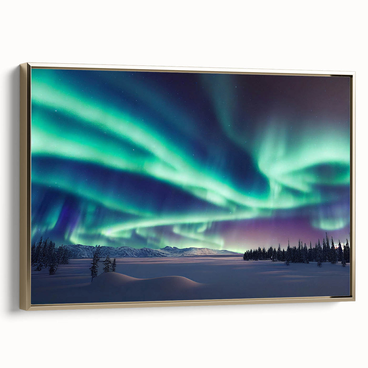 Framed canvas depicting a serene Finnish landscape in muted earth tones, ideal for bedroom wall art.