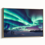 Framed canvas depicting a serene Finnish landscape in muted earth tones, ideal for bedroom wall art.
