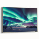 Framed canvas landscape art painting featuring a serene Finnish scenery in colorful hues, ideal for living room decor.