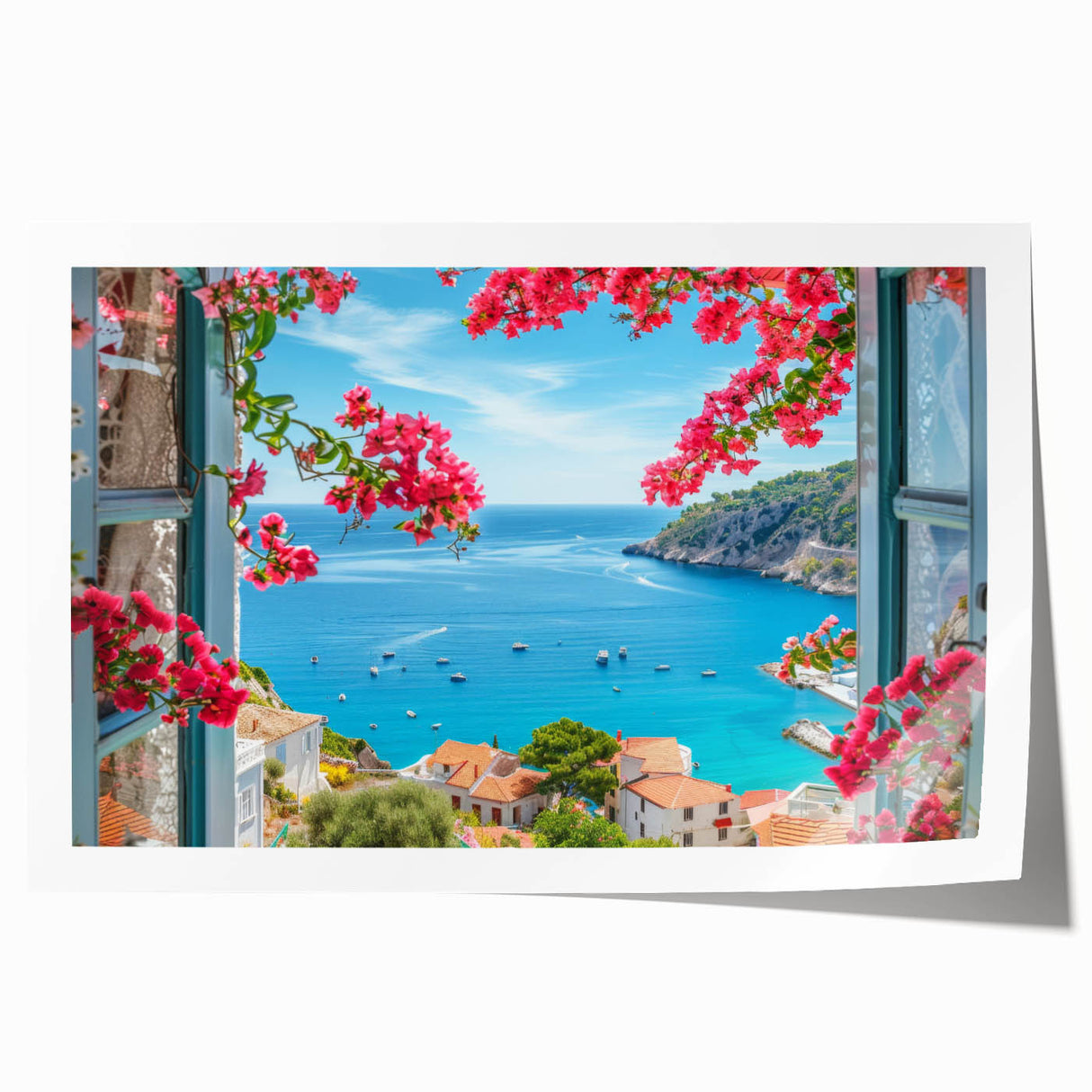 Rolled print of a Provence, France landscape with lavender fields under a clear sky, ideal for art wall dining room.