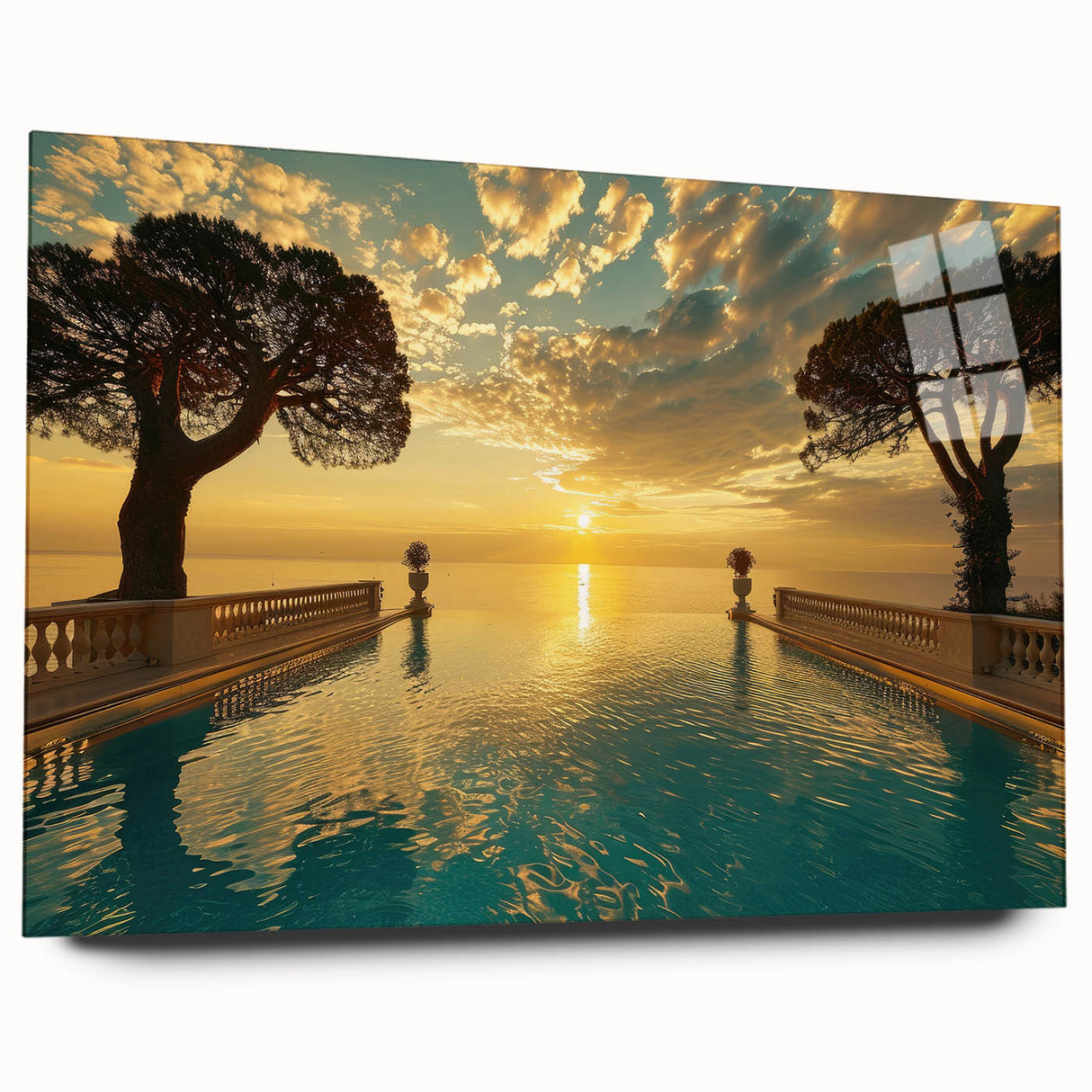 Large abstract wall art of a South France scenery in muted earth tones on acrylic glass.