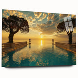 Large abstract wall art of a South France scenery in muted earth tones on acrylic glass.