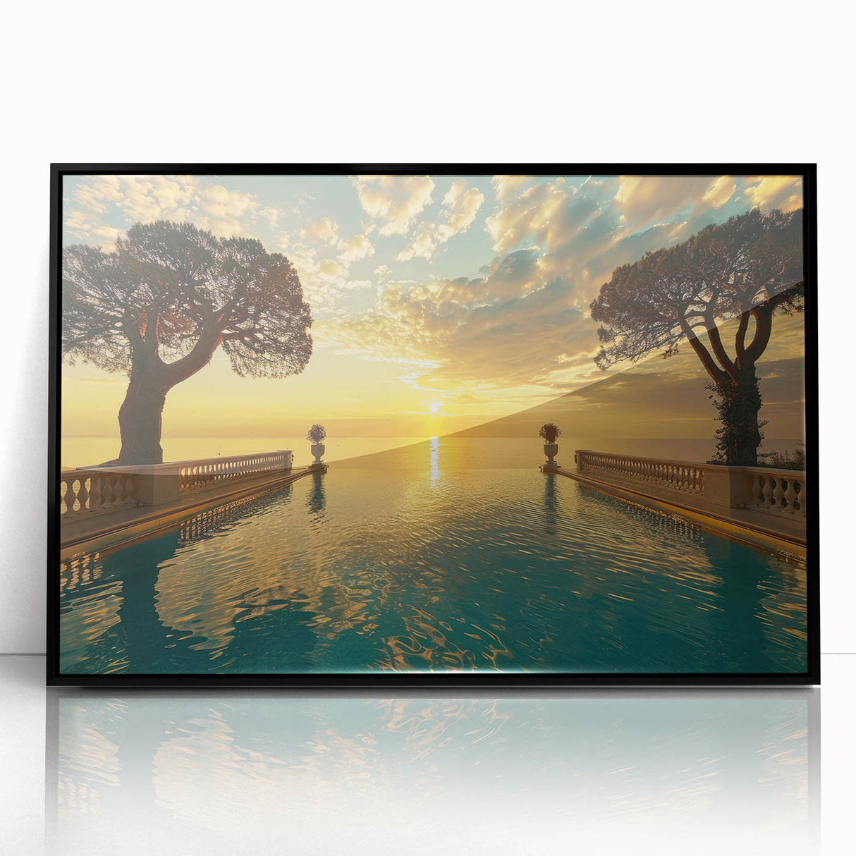 Large abstract wall art depicting a stylized French landscape in muted earth tones on a framed acrylic print.