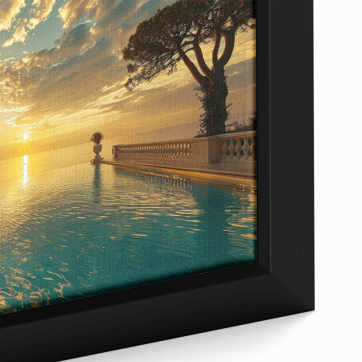 Extra large framed canvas featuring a textured, colorful depiction of a southern French landscape.