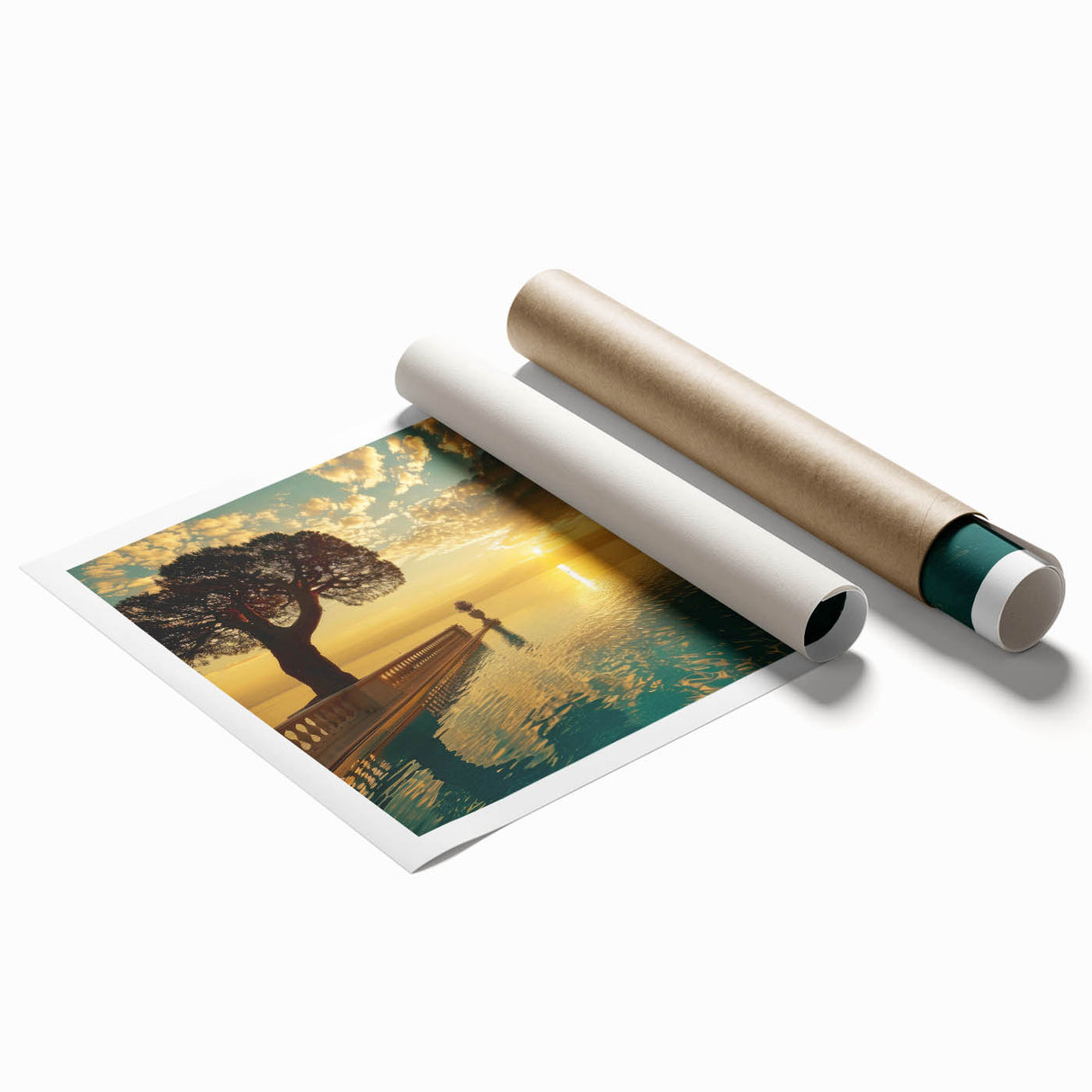 Extra large rolled print of a floral scene in vibrant colors, ideal for classy bathroom wall art.