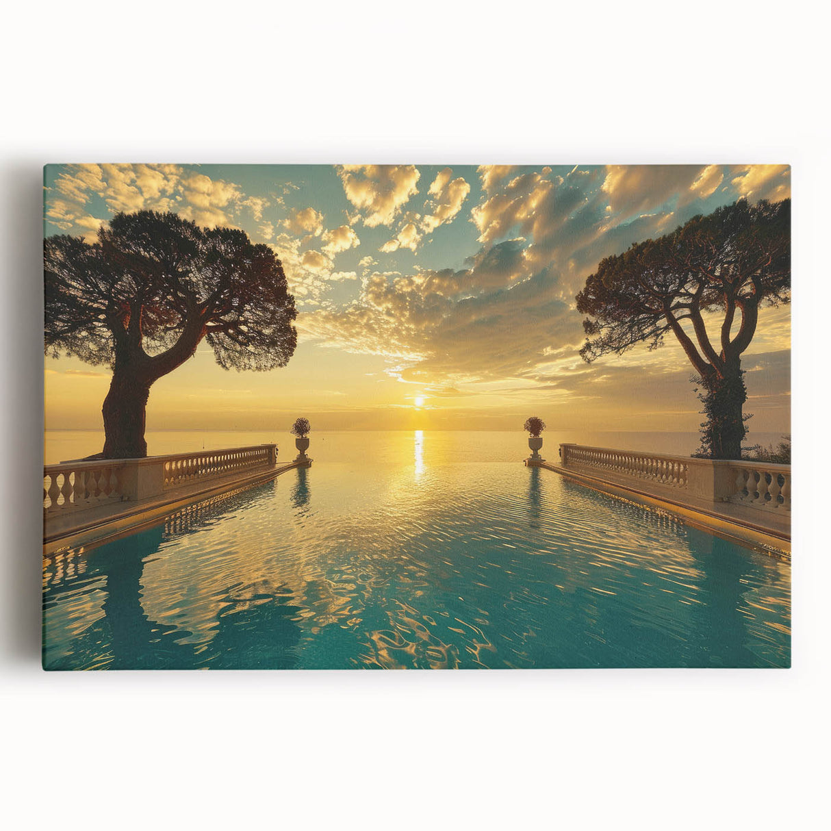 Landscape photograph of southern France in black and white on stretched canvas, suited for kitchen or bedroom decor.