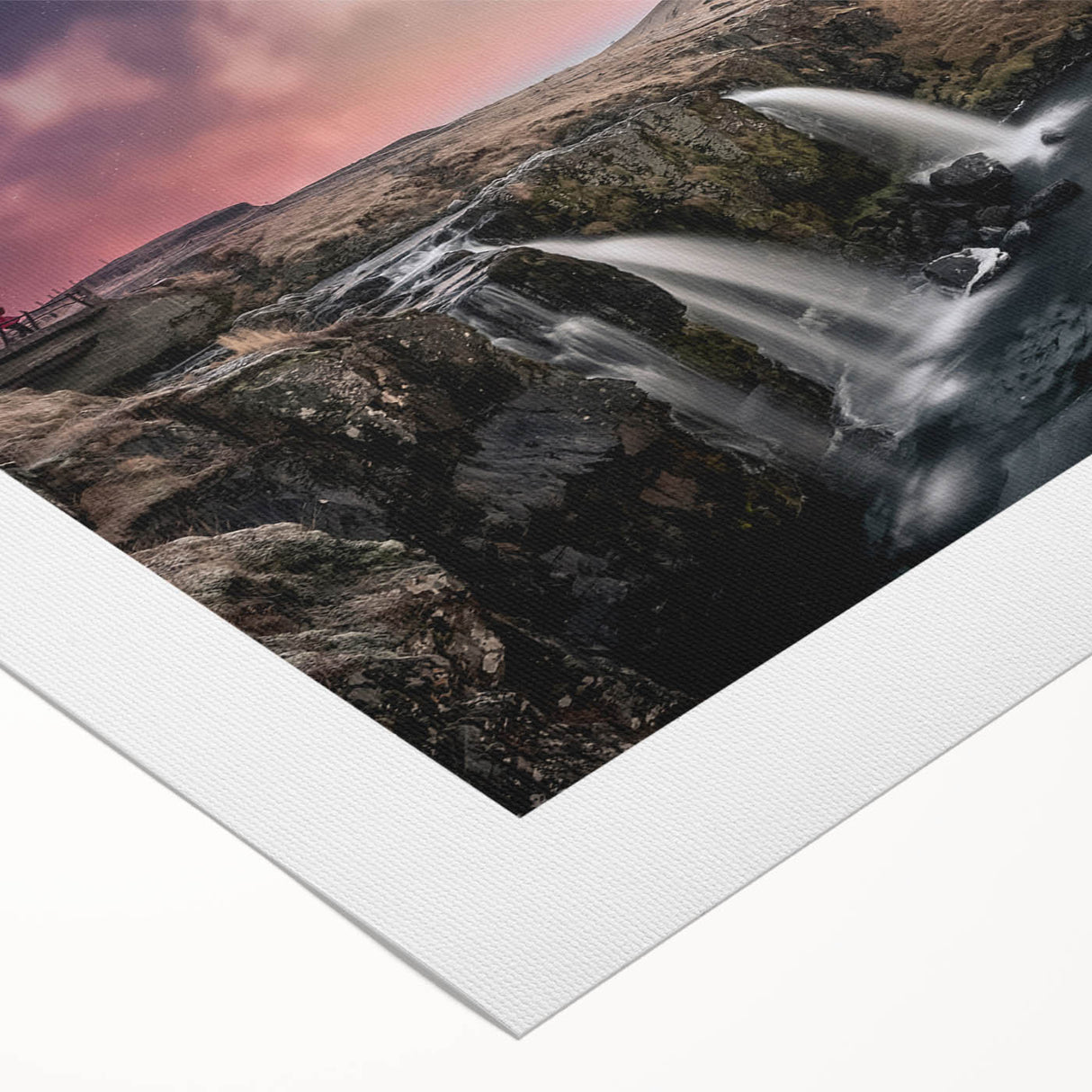 Art deco poster of an Icelandic landscape in muted green and blue tones on rolled canvas, suitable for dining room decor.