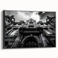 Black and white framed canvas of Rome landscape, ideal for bedroom wall art, featuring vintage poster style.