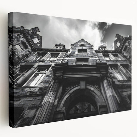 Side view of a stretched canvas depicting a serene Rome cityscape in soft earth tones, suitable for kitchen wall art.