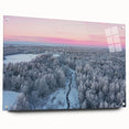 Large abstract wall art of a European scenery in muted earth tones on acrylic glass.