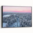 Black and white framed canvas of a vintage European landscape, ideal for bedroom wall decor.