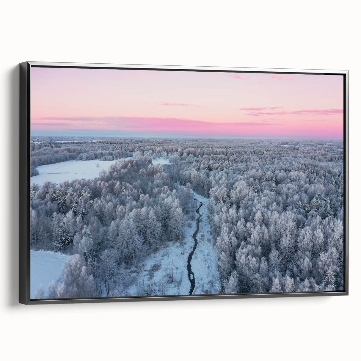 Black and white framed canvas of a vintage European landscape, ideal for bedroom wall decor.